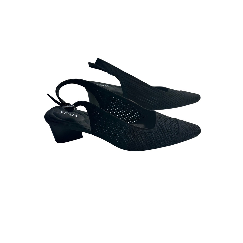 Vivaia Leah Pro Pointed Toe Slingback Sandal Size 41 9.5 Black Knit Arch Support